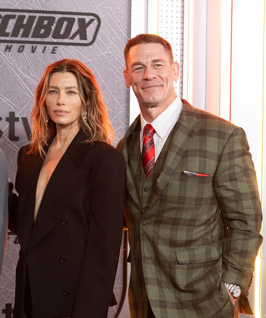 Cena, photographed with co-star Jessica Biel, spoke candidly about his experience with imposter syndrome during a recent interview (Noam Galai/FilmMagic)