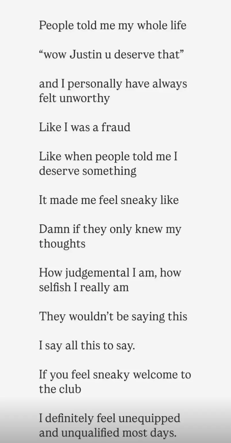 The pop star's admission has once again sparked concerns among fans (Instagram/@justinbieber)