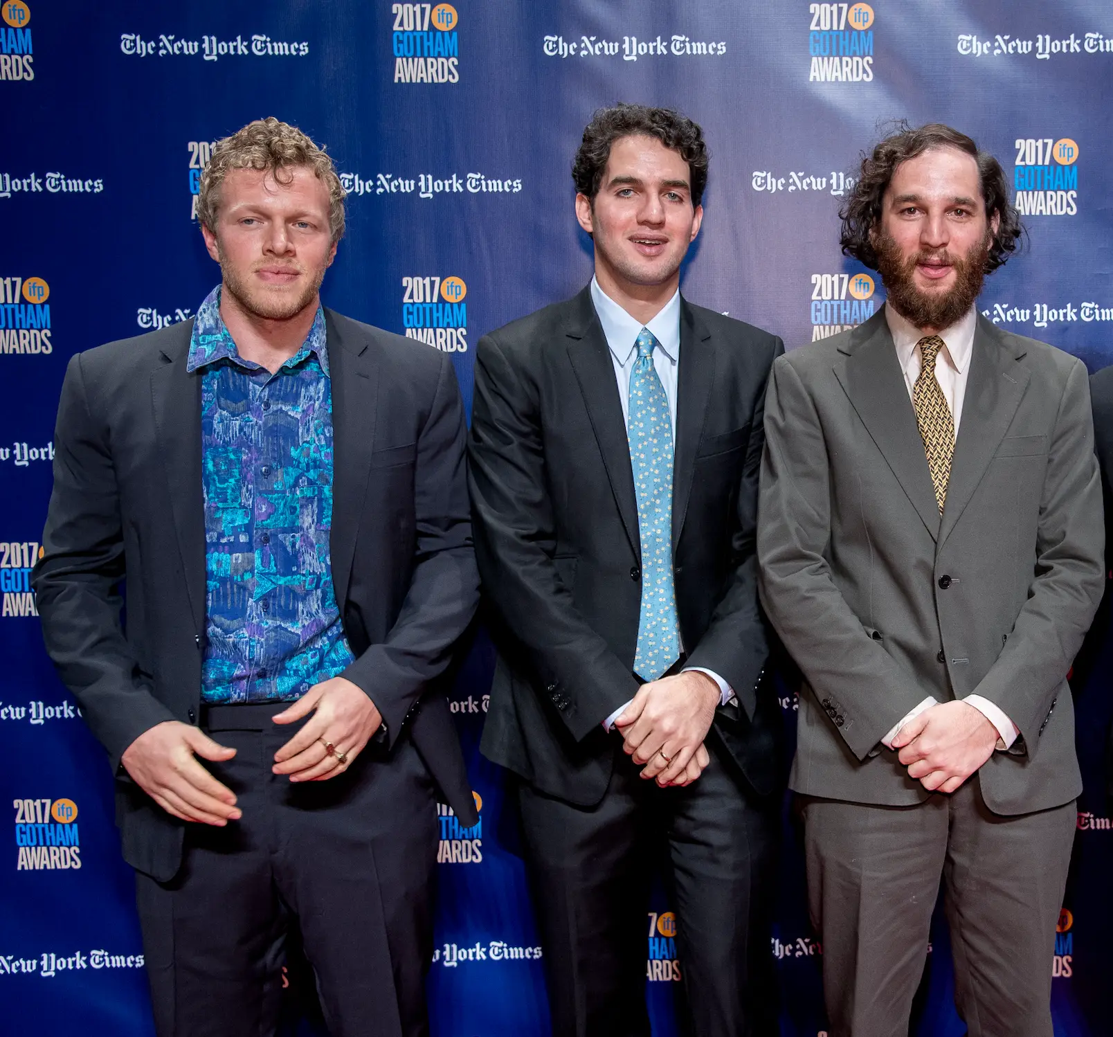 Sebastian Bear-McClard pictured with the Safdie brothers (Roy Rochlin/FilmMagic via Getty Images)