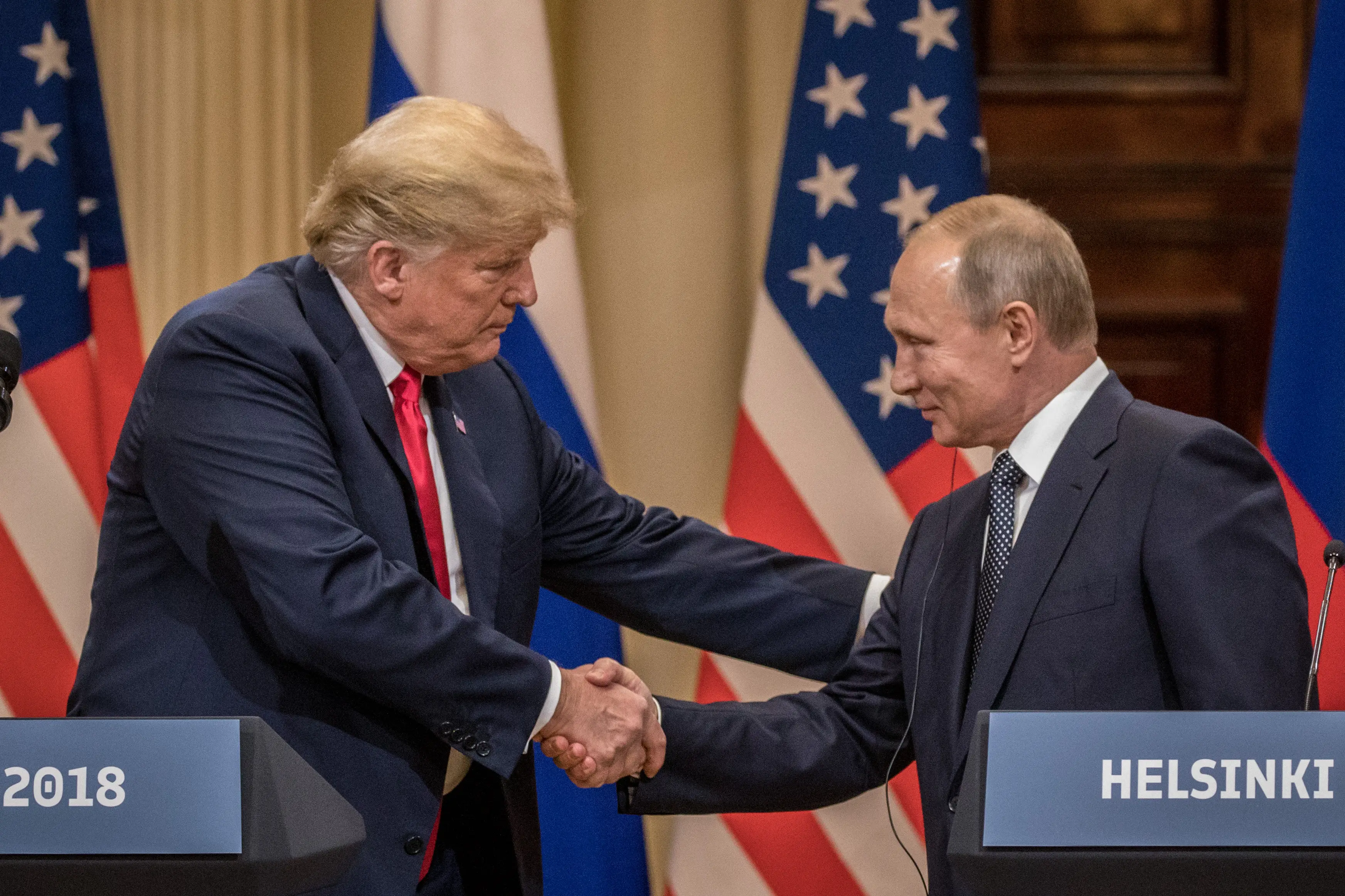 The US President pictured with Vladimir Putin in 2018 (Chris McGrath/Getty Images)