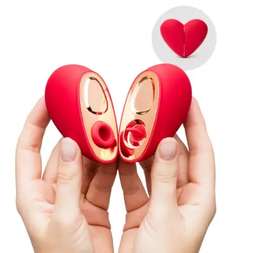 Heart Duo Clitoral Suction and Licking Stimulator, Lovehoney