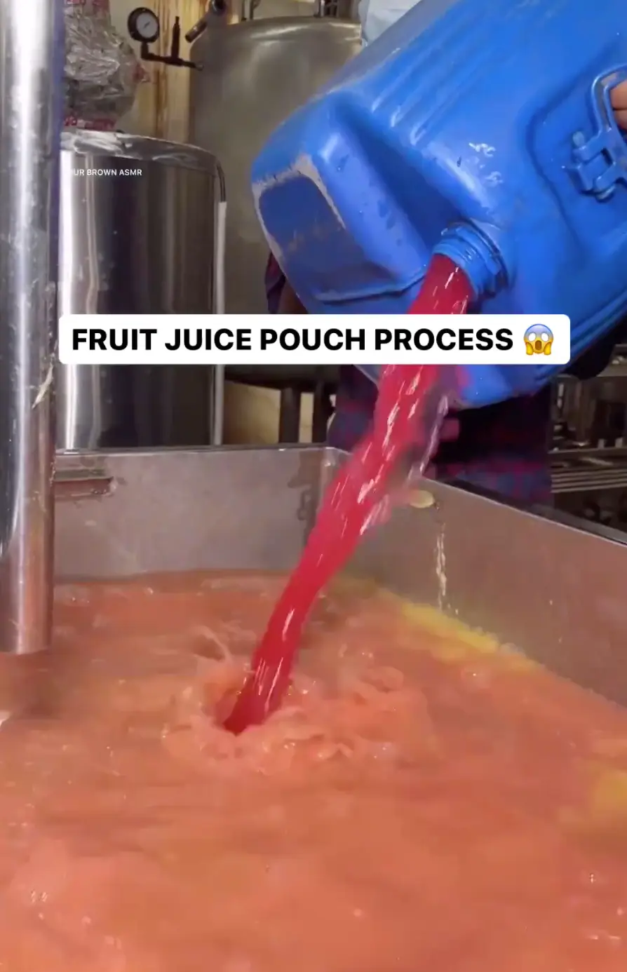 People are shocked after learning how a fruit juice pouch is made. (X/@howthingswork_)