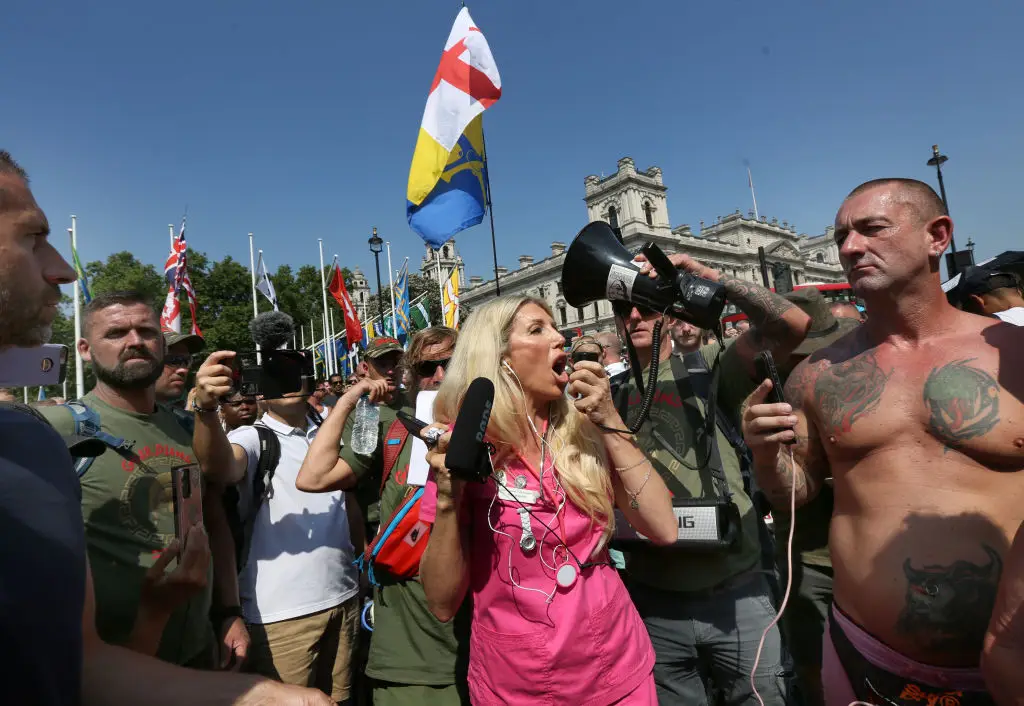 Former nurse Kate Shemirani has been seen at anti-lockdown protests in the past (Martin Pope/Getty Images)