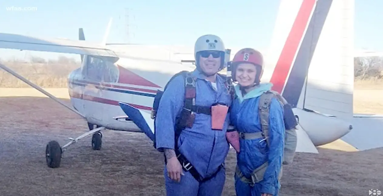 Wethington completed the jump with her dad (WFAA)