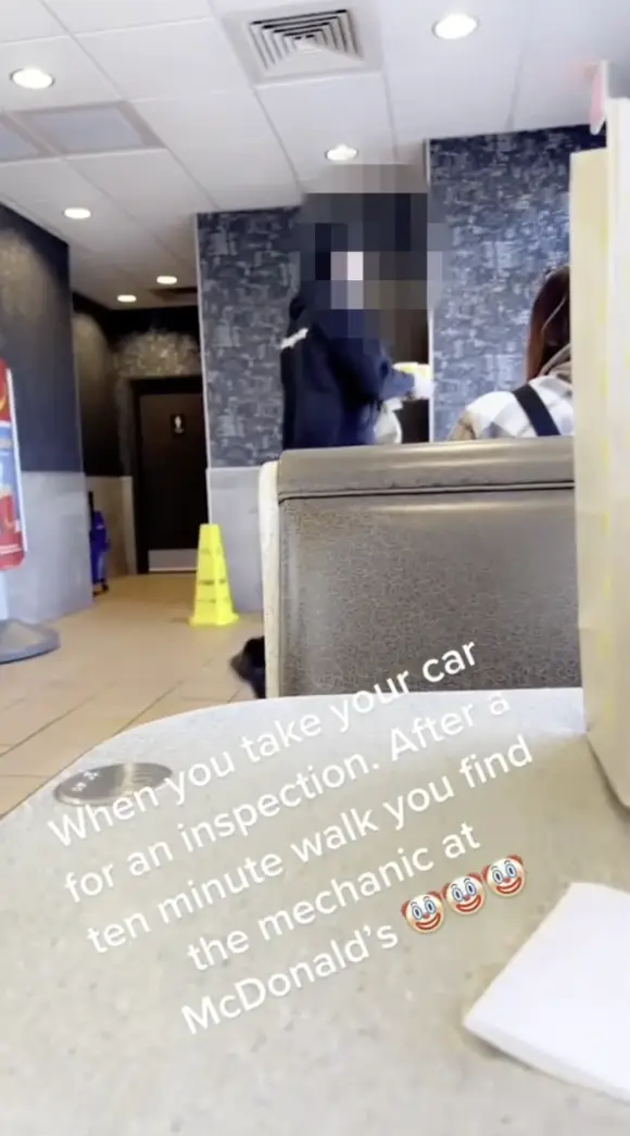 He was shocked to see the mechanic show up in his car.