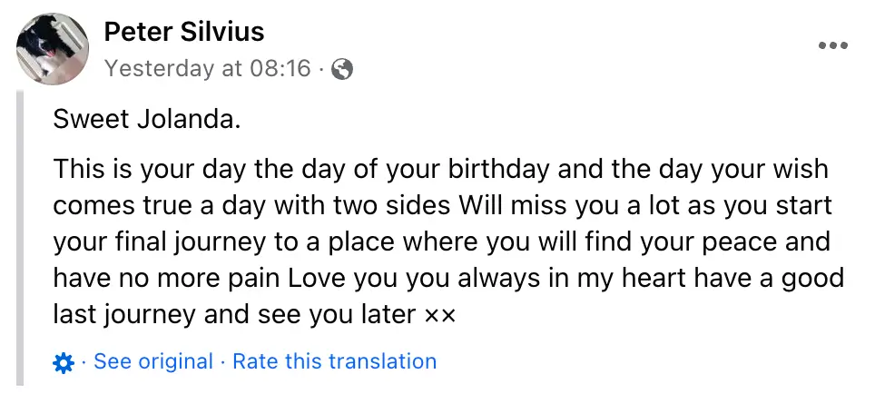 Her boyfriend, Peter, shared a message. (Facebook)