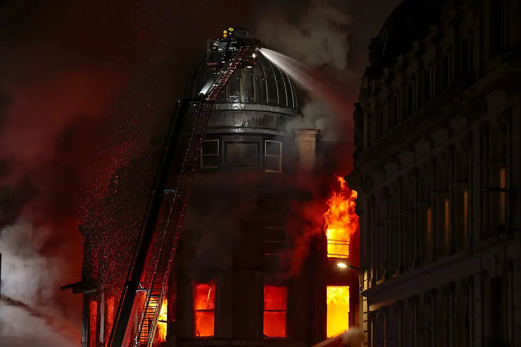 The blaze carried on into the night in Glasgow (Jeff J Mitchell/Getty Images)