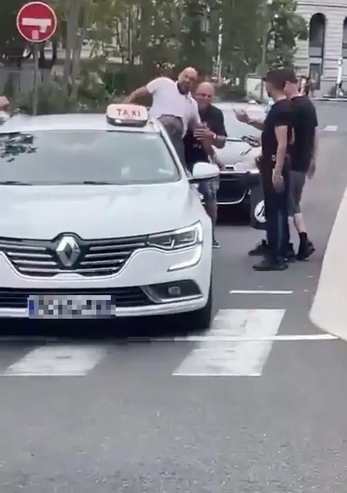 Fury was seen kicking out at a taxi while on holiday in France.