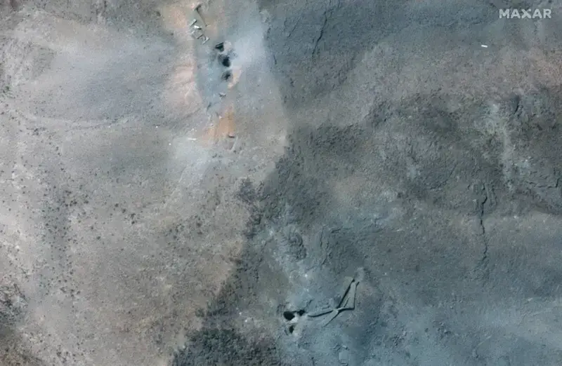 A number of craters could be seen in the snap taken afterwards (Maxar Technologies)