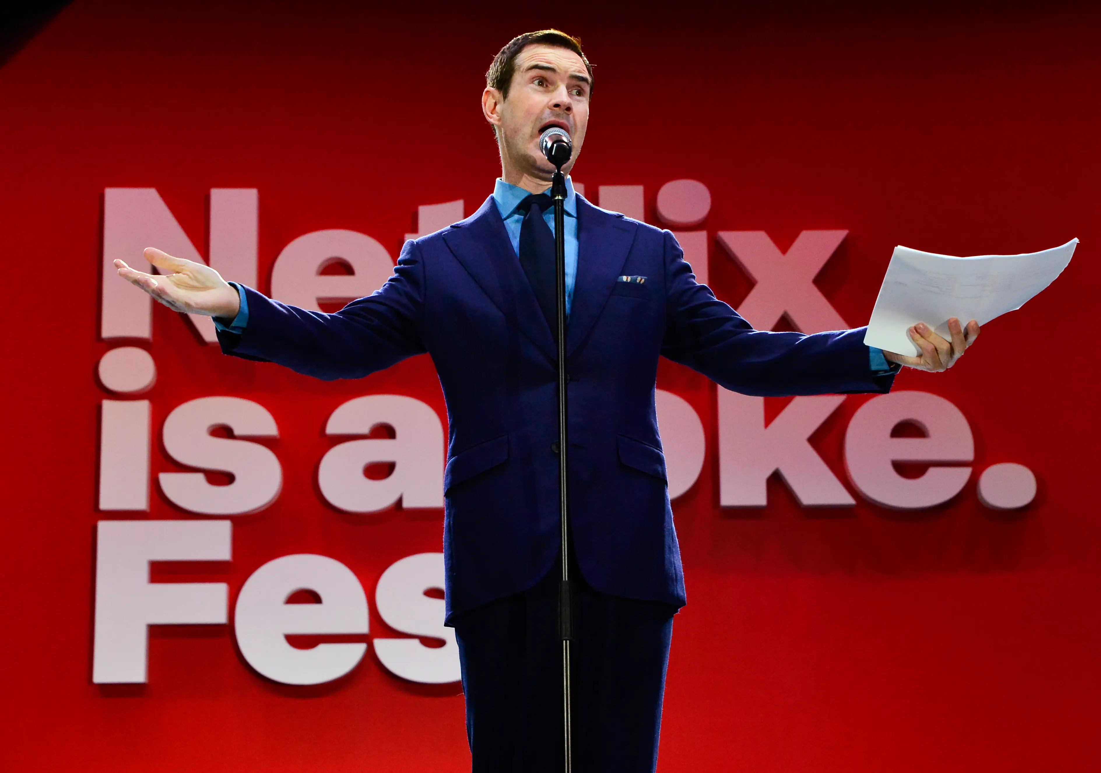 Jimmy Carr was upstaged by an audience member (Jerod Harris/Getty Images for Netflix)