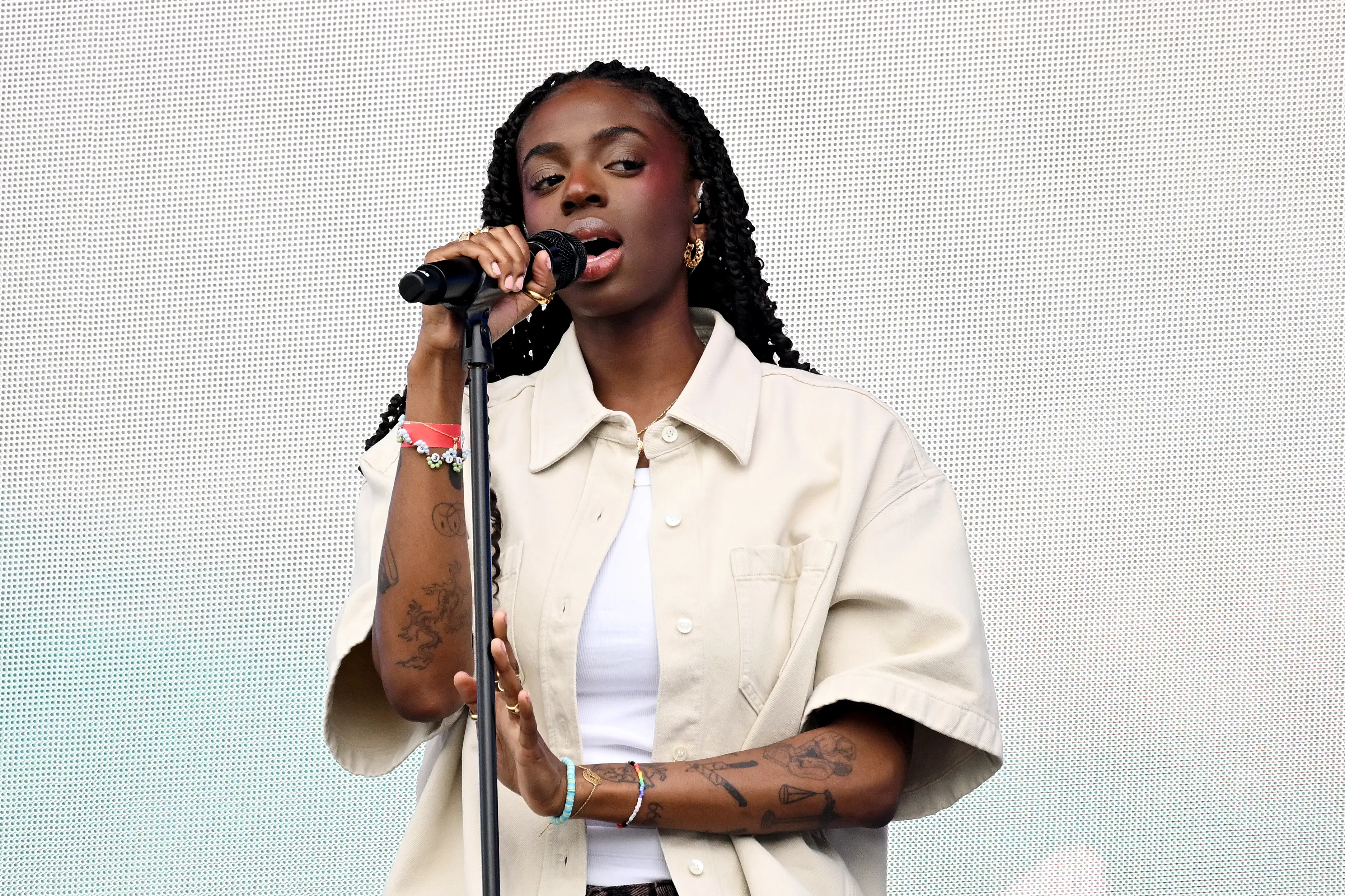 The 25-year-old singer said she now hopes to 'love her body' after years of 'struggling' (Stuart Wilson - ECB/ECB via Getty Images)