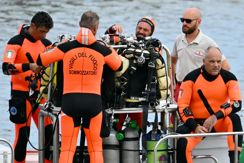 Divers have been visiting the wreck of the yacht which sank on 19 August off the coast of Sicily (ALBERTO PIZZOLI/AFP via Getty Images)