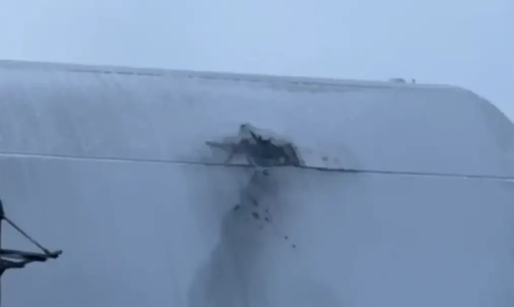 A Russian drone struck the protective dome built over Chernobyl. (X/Ukraine Military)