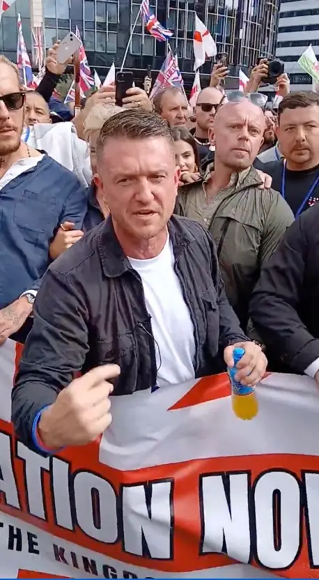 Tommy Robinson, 42, claimed that 'millions' of people turned out for the Unite the Kingdom march (X/@TRobinsonNewEra)