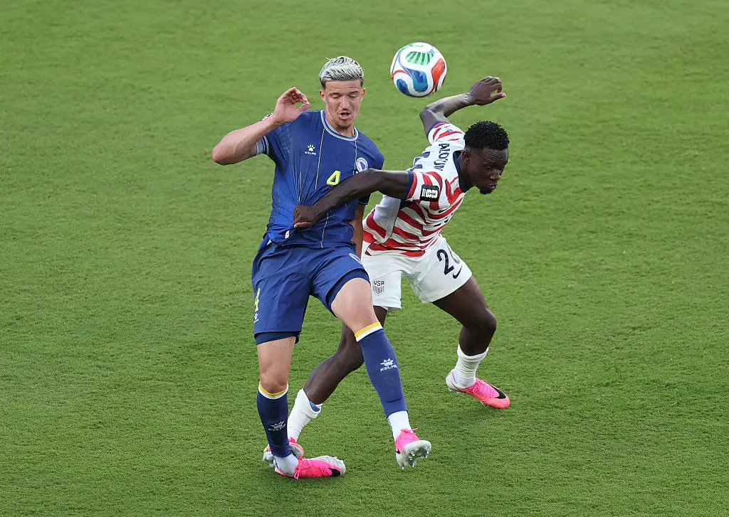 Trump, who admitted he didn't know what a red card was, claims Balogun didn't foul his opponent (Michael Steele/Getty Images)