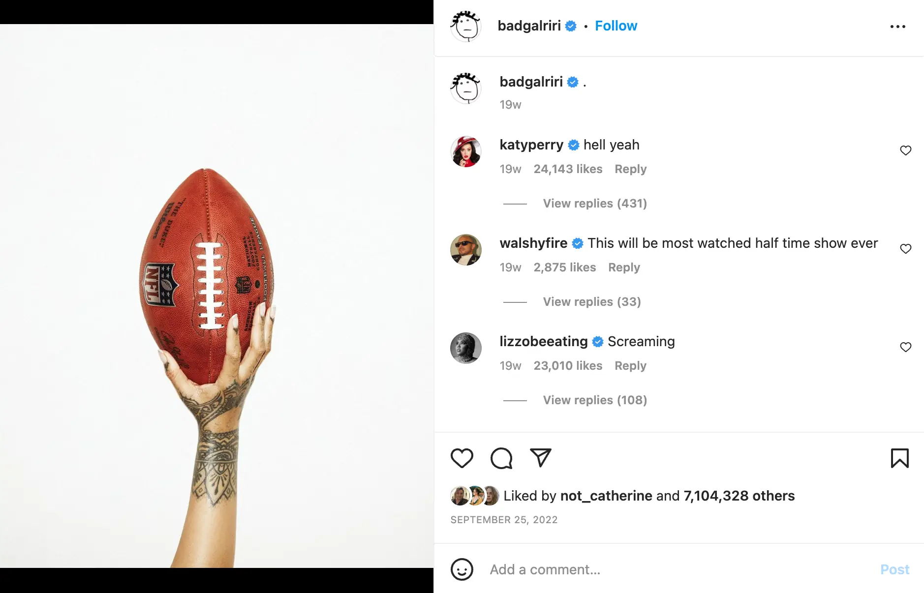 Rihanna announced she was playing the Super Bowl back in September.