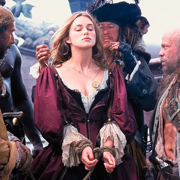 Keira Knightley revealed her cleavage was 'painted on' in the 2003 film (Gareth Cattermole/Getty Images/Disney)