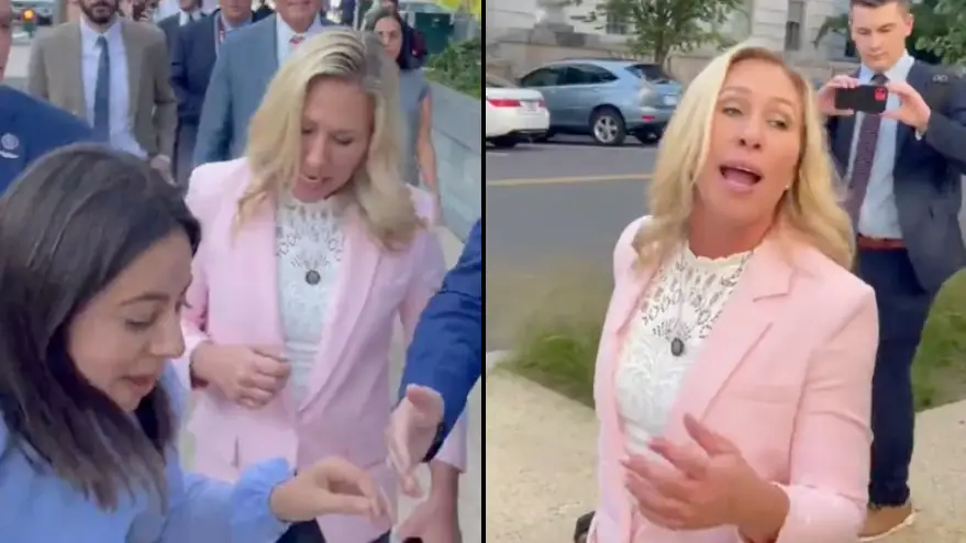 Marjorie Taylor Greene shares clip of herself kicking youth activist on social media