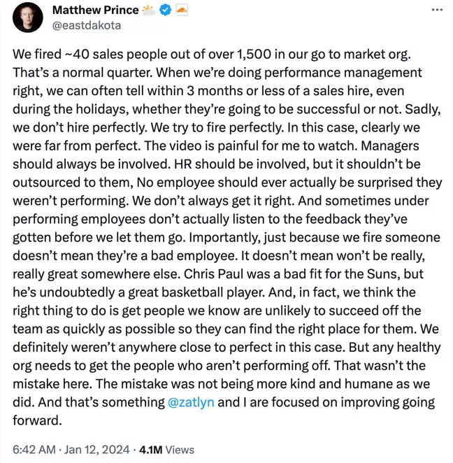 The Cloudfare CEO commented on the clip.