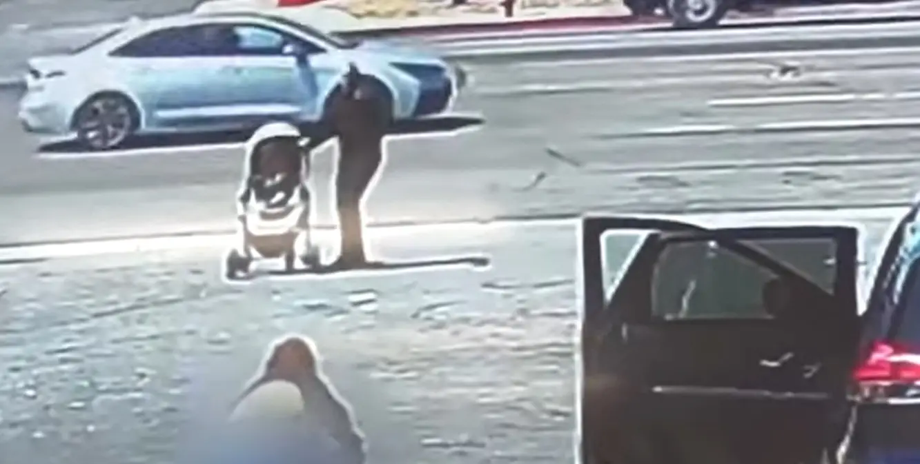 Ron Nessman managed to save the pushchair from rolling into a busy road where cars were zooming by.