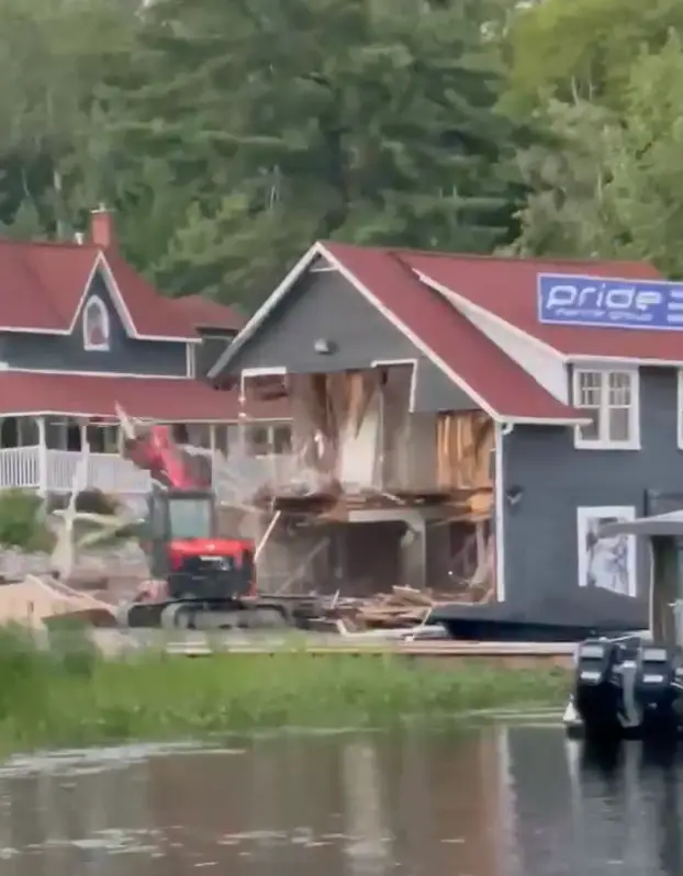 Wood went flying everywhere.