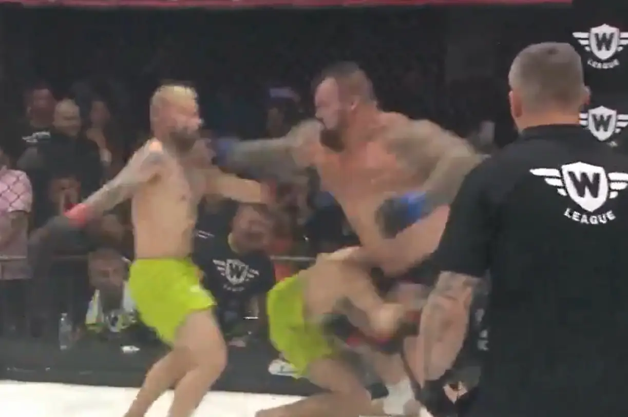 After the fight the poor fellow getting his clock cleaned here said he didn't even remember this punch. (World Freak Fight League)