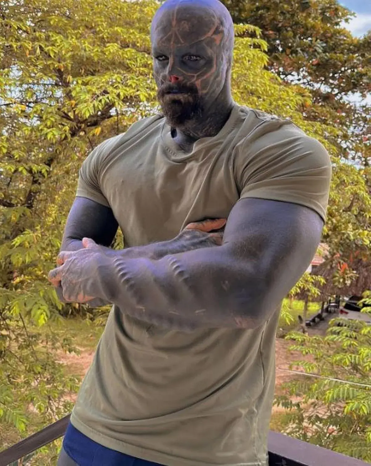 Now in his 30s, he's 65 percent finished with his completed look. (Instagram/@the_black_alien_project)