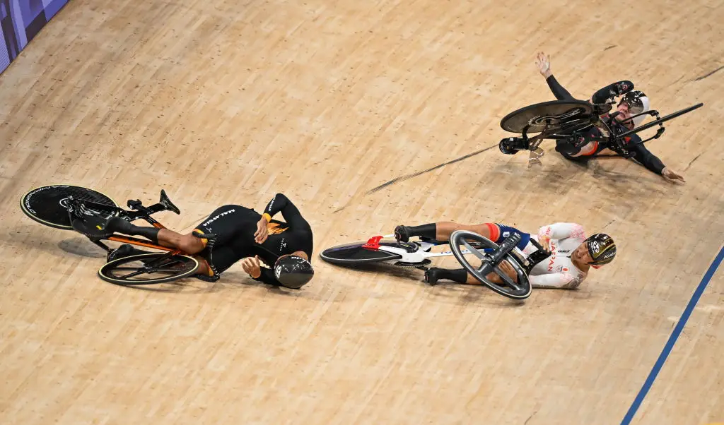 Carlin was part of the crash, along with two other cyclists. (David Fitzgerald/Sportsfile via Getty Images)