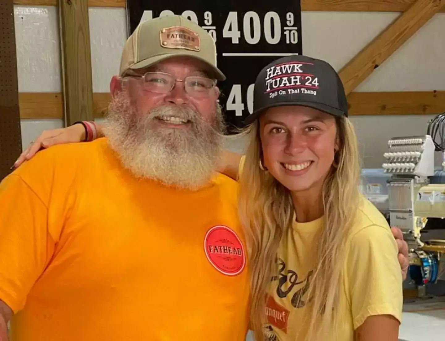 She is working with Jason Poteete to cash in on her viral fame. (Facebook/Fathead Threads)