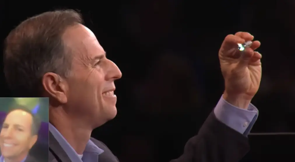 The multivitamin sized pill makes it easy for doctors to see. YouTube/TED Talks