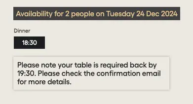 The message LADbible got when trying to book a table
