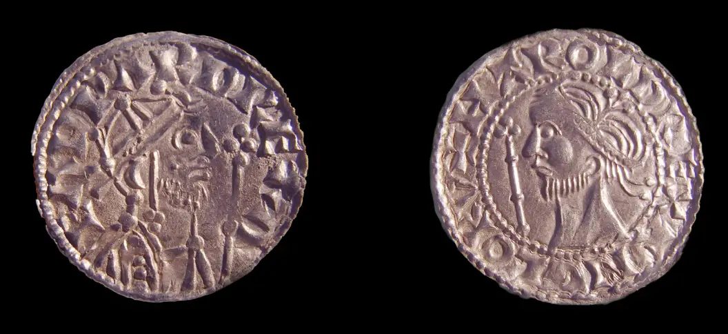 Left is a coin bearing the image of Edward the Confessor, right is one of Harold Godwinson who was King of England in 1066 (South West Heritage Trust)
