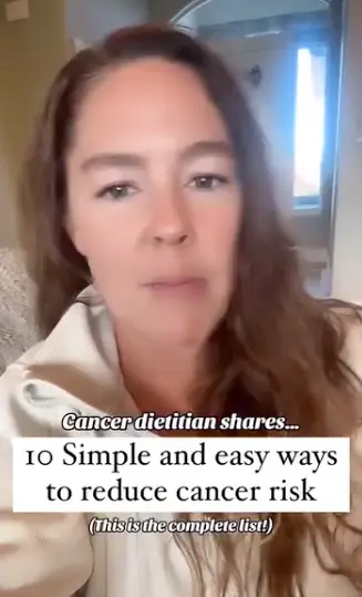 Dr Nichole Andrews has shared the types of food and drink she thinks we need to avoid and what sort of lifestyle is needed (Instagram/@oncology.nutrition.rd)