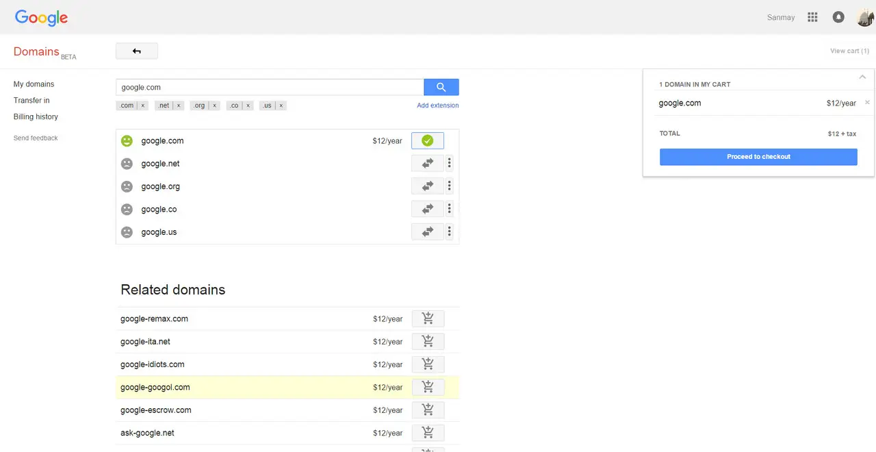 The 'google.com' domain was accidentally listed to purchase for just $12 in 2015 (LinkedIn/Sanmay Ved)