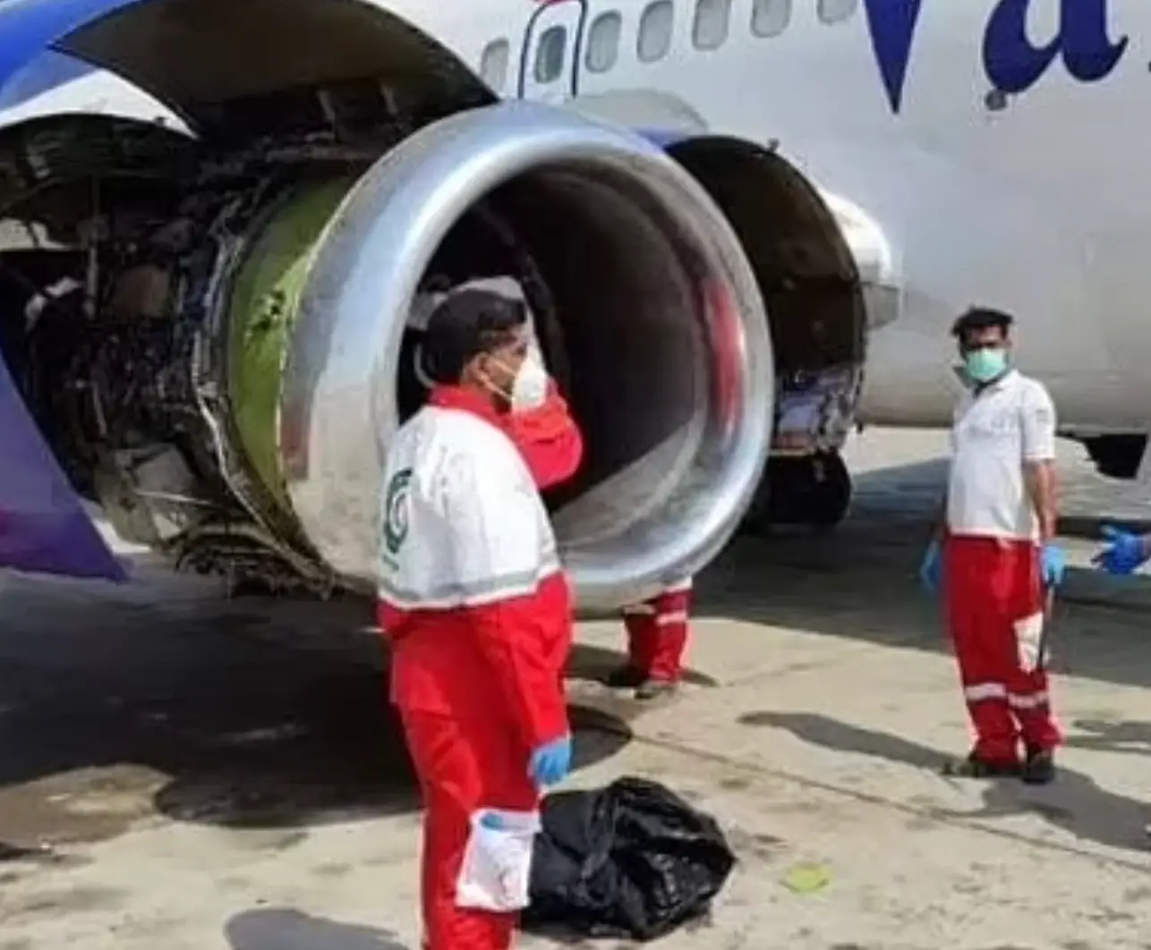 The engine after the shocking incident. (X/FlightModeblog)