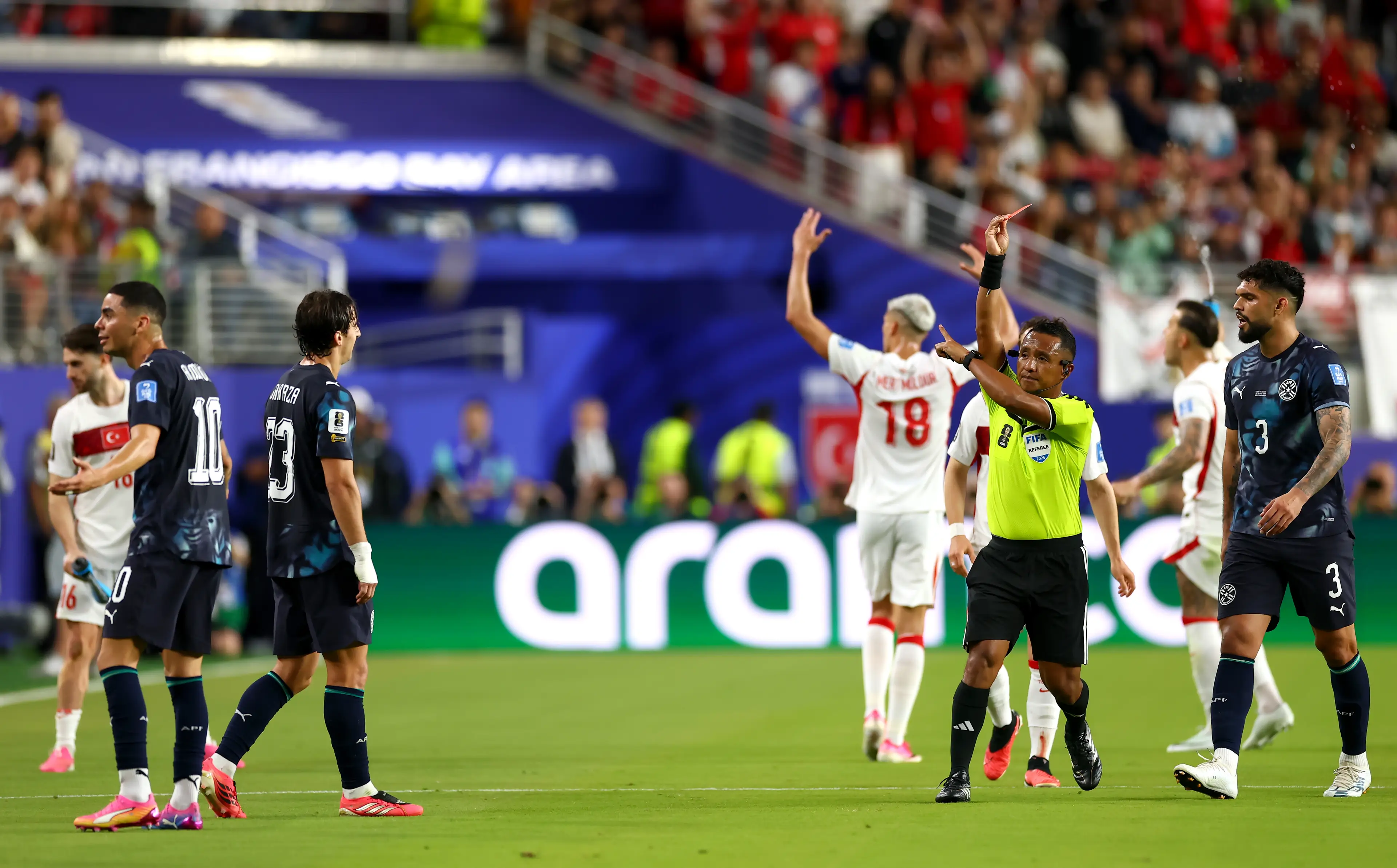 Almiron received a one-match ban. (Dean Mouhtaropoulos/Getty Images)