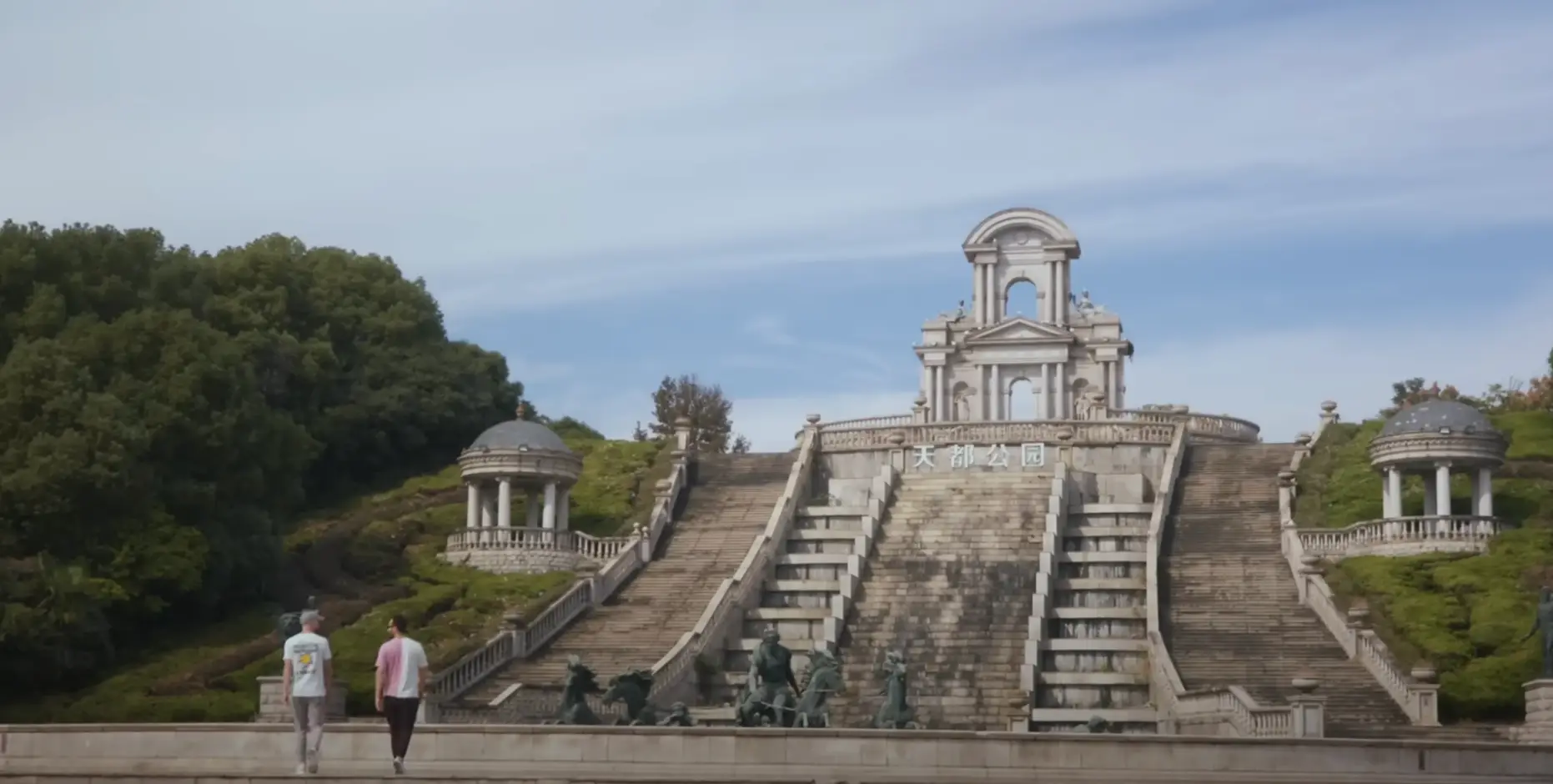 There are even sculpture replicas of other famous sites (YouTube/Yes Theory)