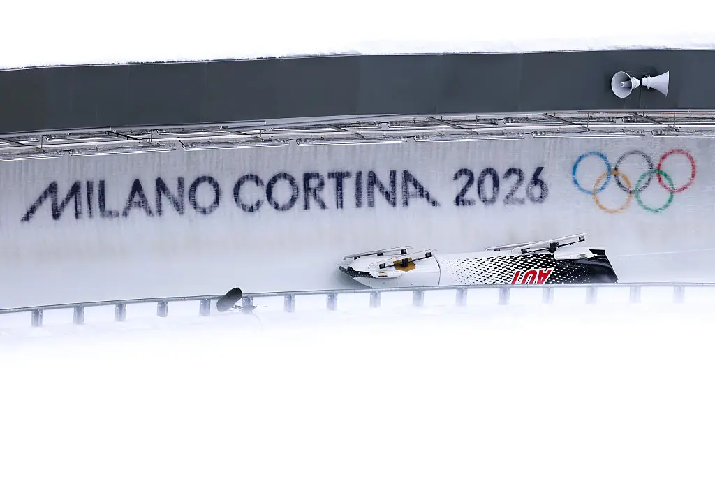 The Austrian bobsleigh tipped over during a run and the pilot was hospitalised (Richard Heathcote/Getty Images)