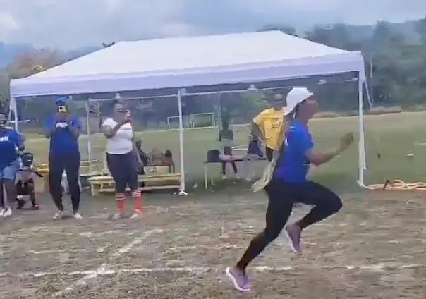 The other parents were no match for the Olympian.