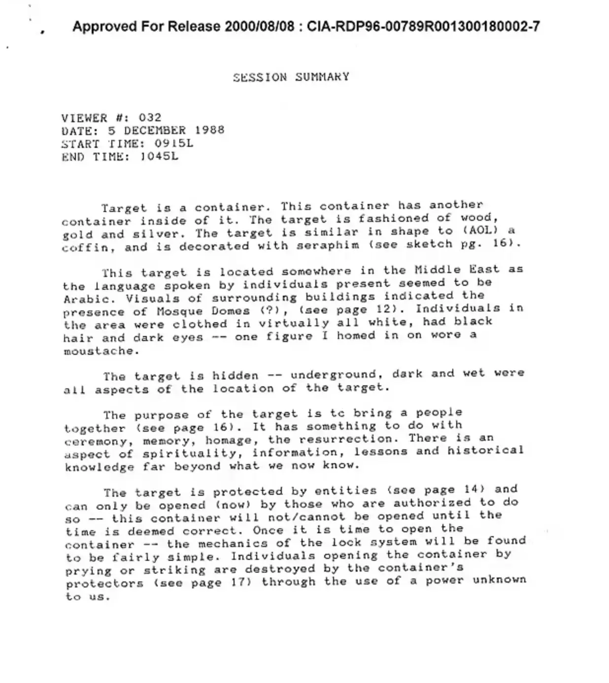 The CIA document dates back to the 80s (CIA)