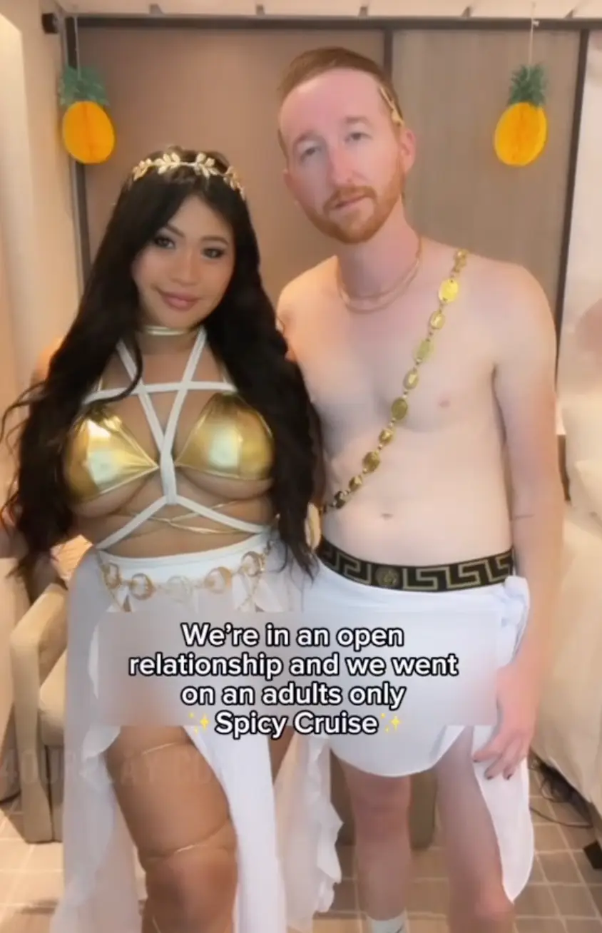 TikTok couple Bella and Jase documented their time on one of these 'spicy' cruises. (TikTok/@4ourplay.com)