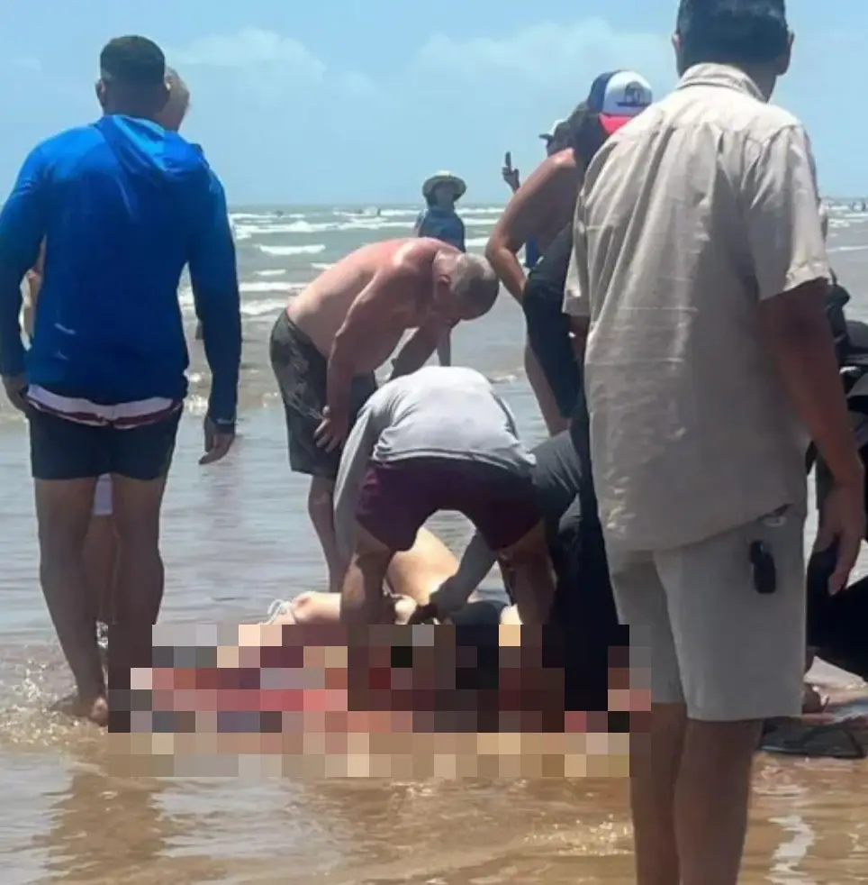 The mum explained she initially thought the shark was just a 'huge fish'. (X/@money_bubby)