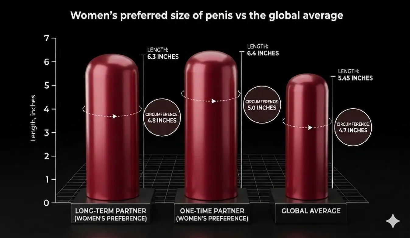 Women's preferred penis size vs the global average (LADbible)