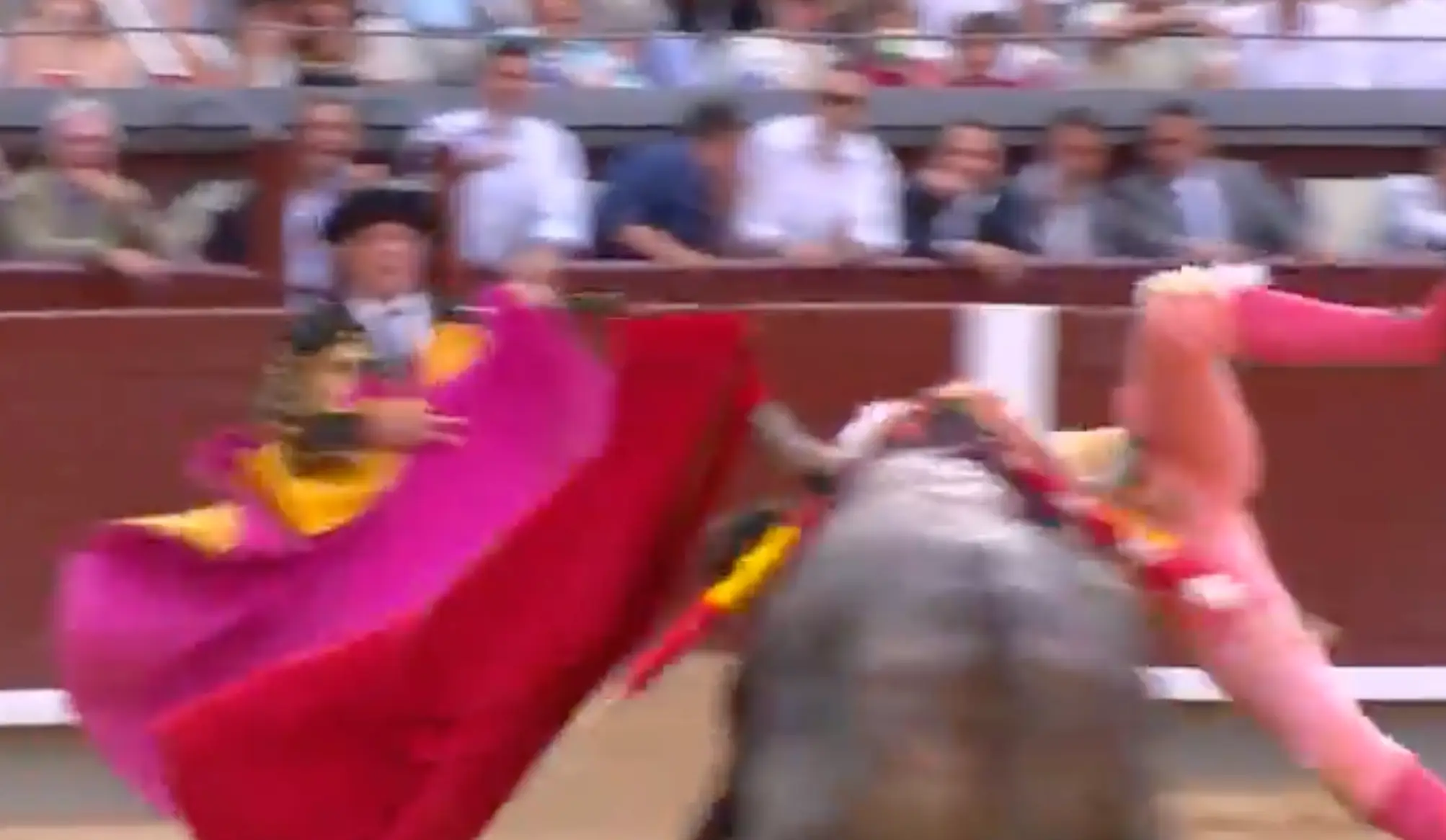 He was thrown in the air and carried around. (Telemadrid)