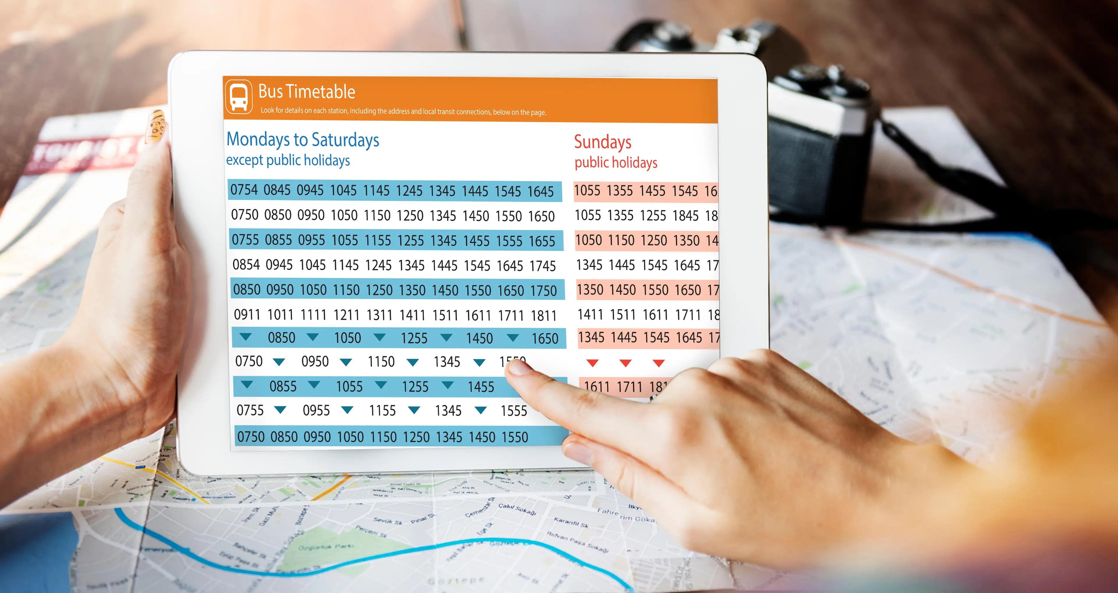 There's no 'actual pattern' to the bus timetables, but Jamie reassures you get 'very used to it'.