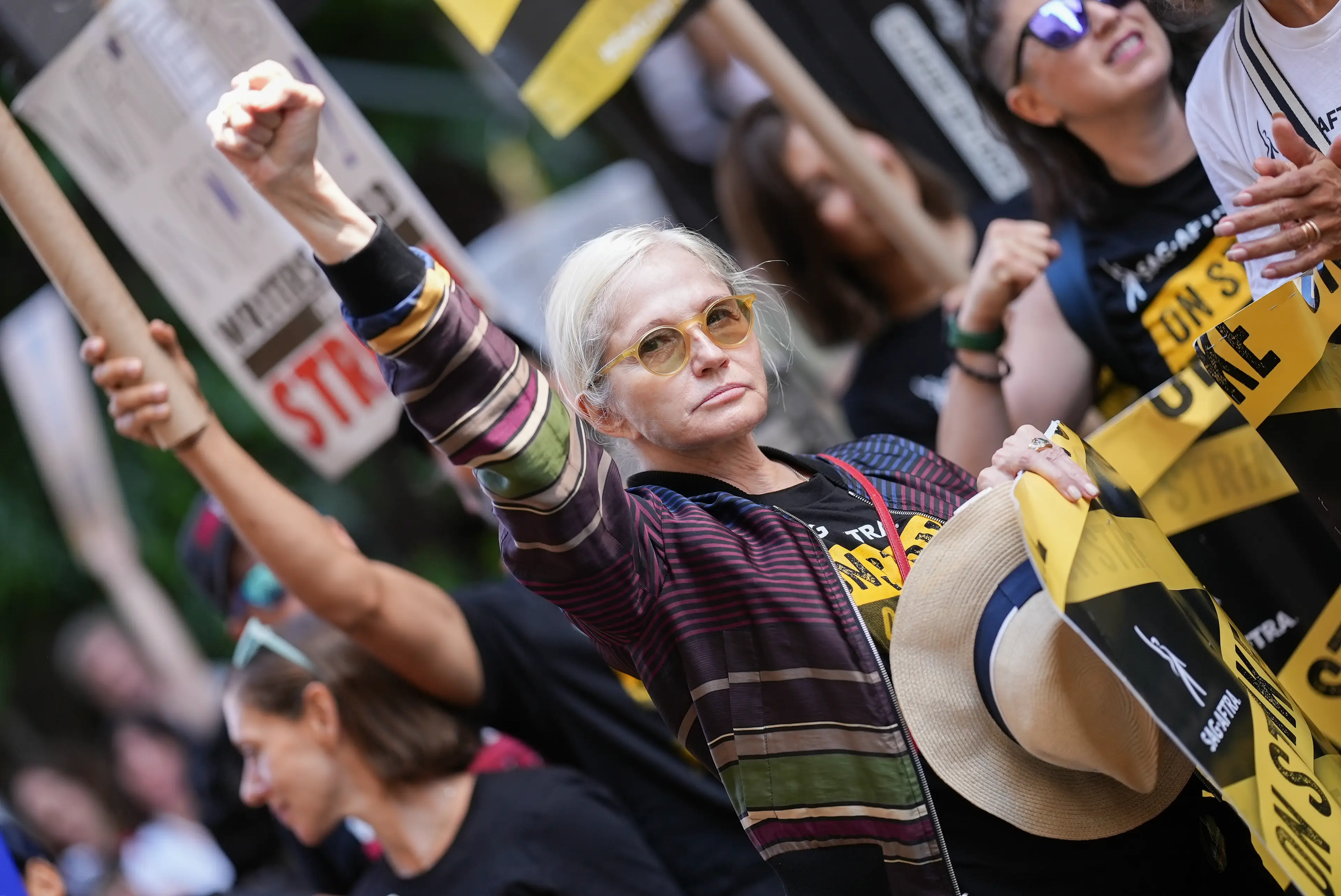 Ellen Barkin on the SAG-AFTRA picket line last year (John Nacion via Getty Images
