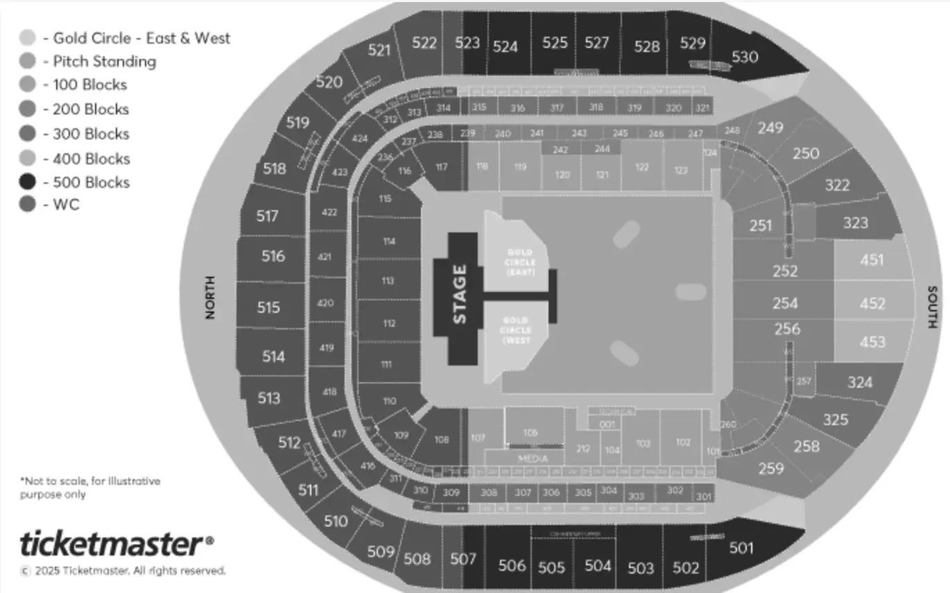 The Tottenham Hotspur Stadium seating plan (Ticketmaster)