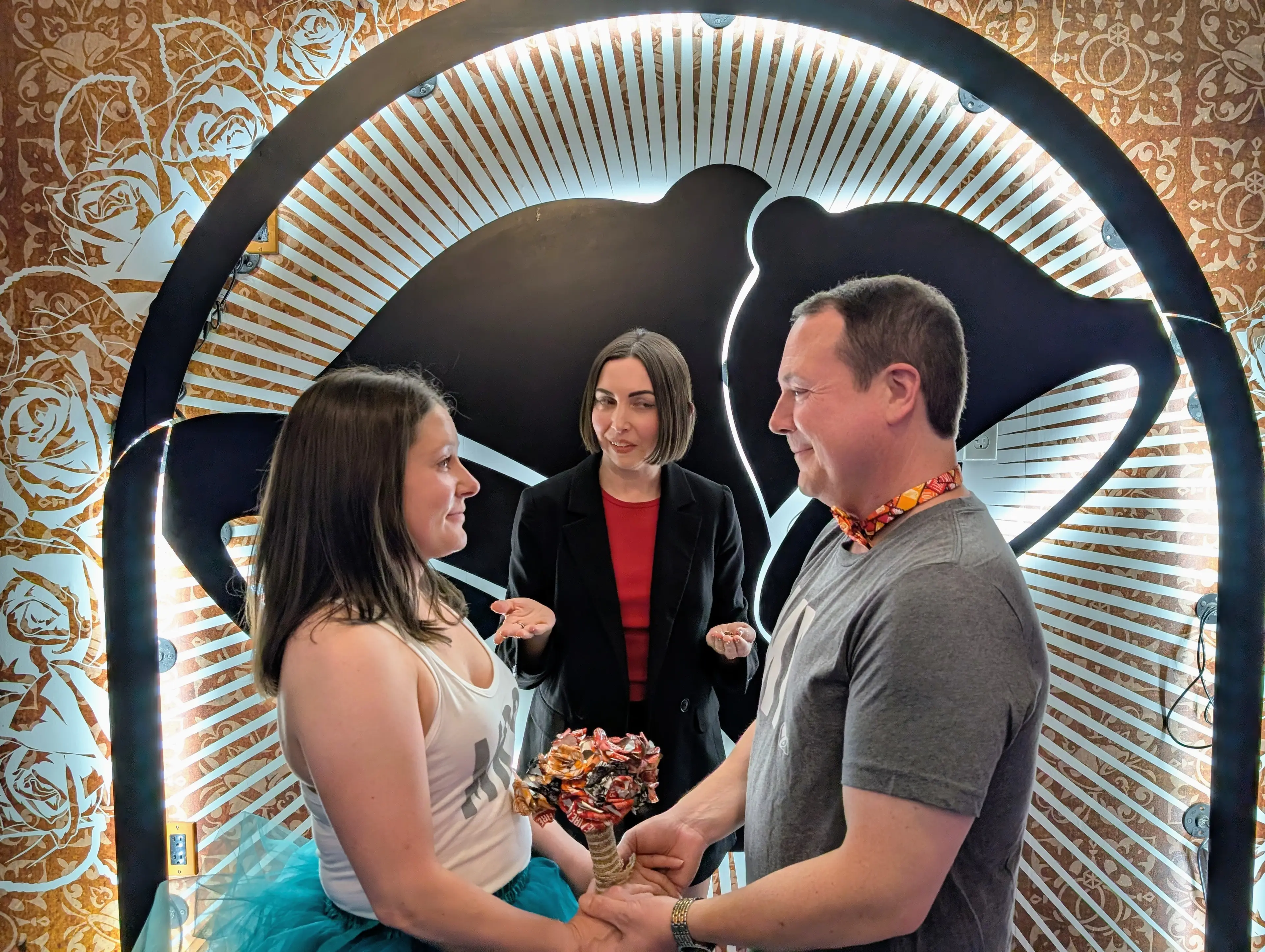 They marked 15 years of marriage at their favourite fast food spot - Taco Bell Cantina in Las Vegas. (John Rooney/Supplied)