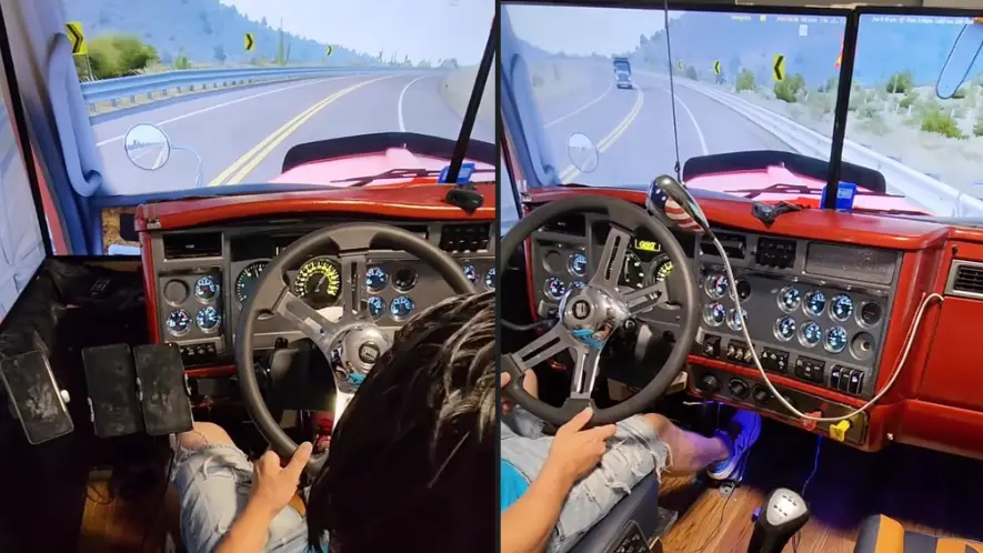 Man Installs Incredible Gaming Setup To Play Truck Simulator