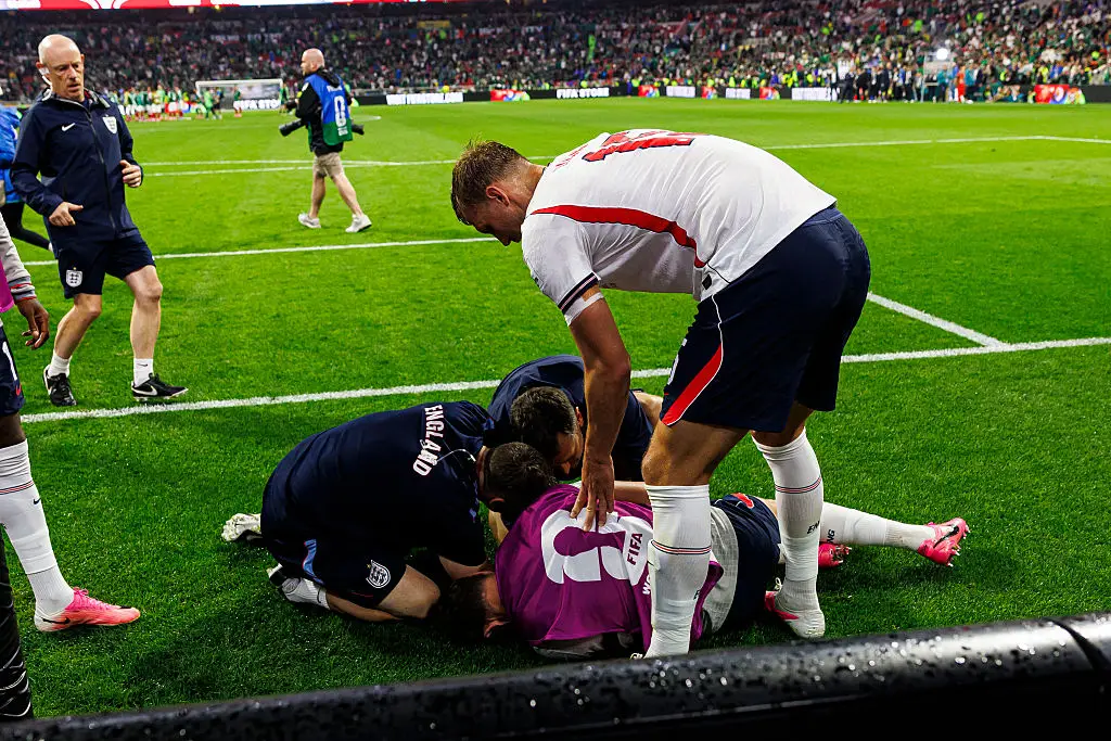 Henderson was injured during the celebrations of England's victory over Mexico (Martín Fonseca/Eurasia Sport Images/Getty Images)